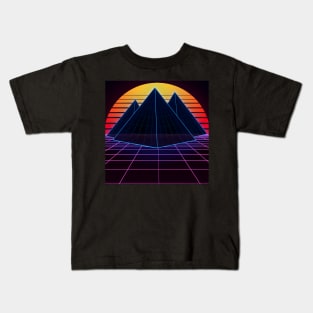 Outrun Pyramids in Neon Kids T-Shirt